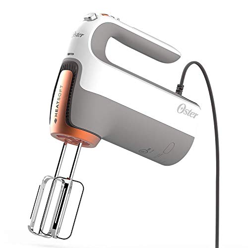 Oster 270-Watt Hand Mixer With HEATSOFT Technology And Whisk, Dough Hooks, And Storage Case