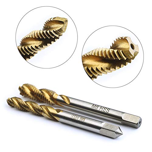 Desktop - 5pcs Titanium Coated Screw Thread Plug Tap Hss Spiral Flute Metric Machine Screw Tap Drill Set M3/m4/m5/m6/m8