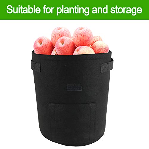 TQQFUN 2 Pack 7 Gallon Smart Potato Grow Bags Velcro Window Vegetable Grow Bags, Double Layer Premium Breathable Nonwoven Cloth for Potato/Plant Container/Aeration Fabric Pots with Handlesï¼ˆBlackï¼‰