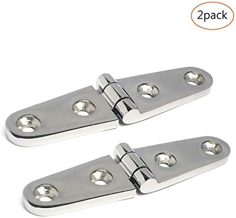 2Pieces of 316 SS Marine Grade 4'in x 1in Casting Strap Hinge for Boat and AUTO