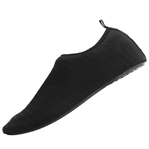 HQdeal Womenâ€™s Menâ€™s Water Shoes Quick Drying Outdoor Sports Athletic Sneakers Aqua Shoes Slip On Lightweight Yoga Socks for Swimming Diving Surfing Snorkeling Boating Beach Walking Striped Black