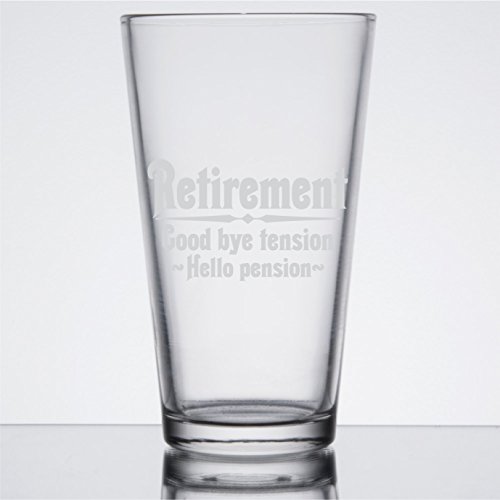 Retirement Gift Beer Glass for Men, Goodbye Tension, Hello Pension