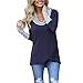 GONKOMA Women O-Neck Long Sleeve Blouse Pullover Tops Casual T Shirt Sweatshirt Shirt Tee (S, Blue)