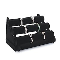 TWING 3 -TIER Black Velvet Bracelet Holder -Watch Necklace Jewelry Display Stand and Organizer Rack