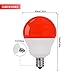 JandCase LED Red Light Bulbs, 5W(40W Incandescent Equivalent), E12 Base, G14 Globe Bulbs for Decorative Lighting, 6 Pack
