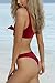 QINSEN Hipsters Sexy Scoop Neck Cropped Top Bandage 2PCS Swimsuit Bikini Sets Wine XL
