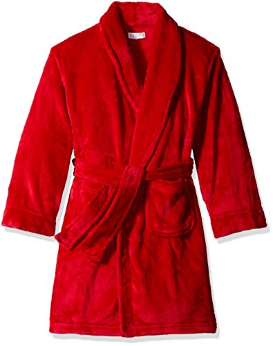 Komar Kids Boys' Big Boys' Velvet Fleece Solid Robe, Red, s