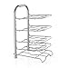 Premium Quality Height Adjustable Pan Pot Organizer Rack by ULFR 5 Tier Chrome Finish Steel Kitchen Cookware Holder Counter Storage Wall Mountable