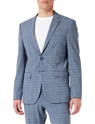 Selected Homme Male Blazer a Quadretti, Grigio/Checks: Blu, 52 IT
