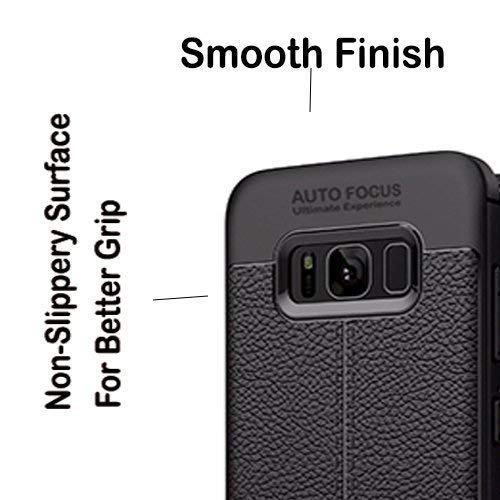 ERIT Auto Focus Shock Proof Leather Pattern Armor Soft Back Case Cover for Samsung Galaxy S8 (Black)