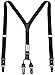 Jabeu Elastic ¾ Inch Skinny Fashion Suspenders Features Genuine Leather Tips, with Polyester Design Pocket Square and Pre-Tied Bow Tie Gift Set, Unisex. Men Boys Girls and Toddlers