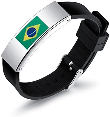 Hollited Fifa Worldcup Silicone Soccer Fans Wristbands with Stainless Steel Natioanal Flag Decor For 2018 World Cup