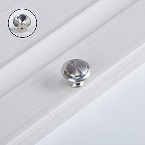 1 Pcs Silver Stainless Steel Single Hole Handle Metal Single Hole Small Handle Round Mushroom Door Pull Handle Knob with Screws for Cabinet, Cupboard, Wardrobe Diameter 27.5mm Height 21.5mm