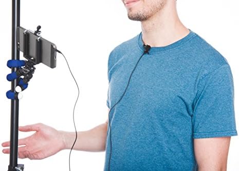 Deluxe Hustle Mini Flexible Tripod w/Phone Mount – With Sponge Legs – Can Hold Any Smartphone – Usable as a Selfie Stick - Includes a Lavalier Lapel Mic (Blue)