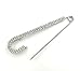 Odette Safety Pin Movement - Rhodium Plated Large Safety Pin Jewelry - Unique Punk Chic Brooch Style Pin - Catch Scarf or Lapel - Candy Cane Shape Plated Gold or Siver with Imitated Crystal (Silver)