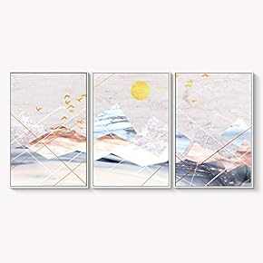 Framed Canvas Wall Art for Living Room, Bedroom Abstract Landscape Dream Place Canvas Prints for Home Decoration Ready to Hanging - 16"x24"x3 Panels