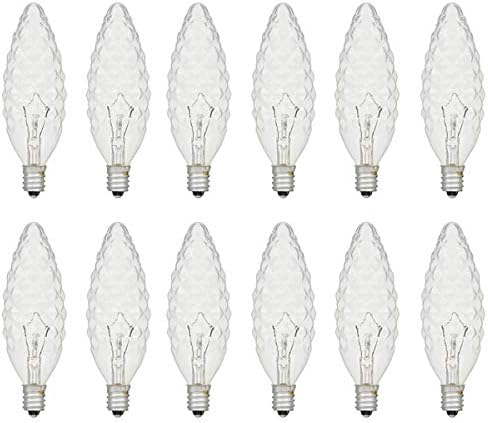 12 Pack 40W Candelabra Base Dimmable Faceted Light Bulbs