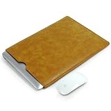 LAVIEVERT Leather Bag Slim Simple Cover Professional Snug Sleeve Case with Microfiber Felt Lining for 13.3" MacBook Air - Yellow