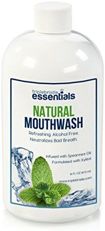 Triple Bristle Mouthwash with Xylitol - All Natural Alcohol Free Formulation - Perfect Mix of Spearmint For Great, Fresh Smelling, Minty Breath - Dentist Approved