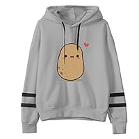 KIZOOM Fashion Hooded Sweater Women Casual Long Sleeve Striped Print Sweatshirt Tops Winter Loose Hoodie Pullover Gray
