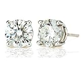 Sterling Silver Cubic Zirconia Stud Earrings 2 Carat Total Weight