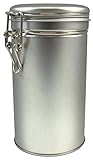 PureTea Latching Tea Tin, Coffee Canister, Loose Leaf, Spice Storage, Stainless Steel Kitchen Container, Airtight Latch Lid W/ Rubber Seal, 12 oz