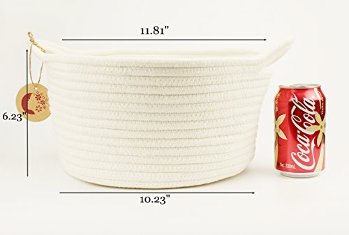 Cotton Rope Storage Baskets With Handles Soft Durable Toy Storage Nursery Bins Home Decorations , Set of 2