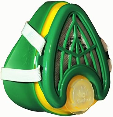 CANHEAL Dust Mask Washable and Reusable + 4 Active Carbon Filters Included, Multi-Purpose Particulate Respirator (Medium - Large, Dark Green/Yellow)