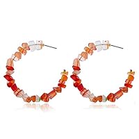 ZALING Bohemian Style Gravel Vintage Earrings Fresh and Tender Earrings Orange