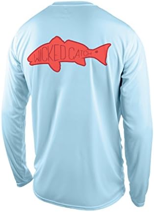 Wicked Catch Kids Slot Redfish Performance Fishing Shirt (Flats blue, S)