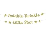 Twinkle Twinkle Little Star Banner in Gold Glitter for Baby Shower (DIY)
