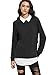 ROMWE Women's Classic Collar Long Sleeve Curved Hem Pullover Sweatshirt Black L