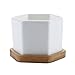 T4U 2.75 Inch White Ceramic Pots Hexagon Succulent Cactus Planter with Free Bamboo Tray for Home Decoration