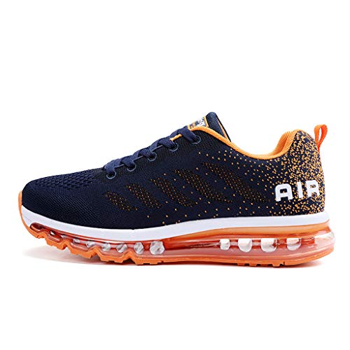 Shusuen Womens Mens Walking Casual Shoes Air Cushion Running Jogging Gym Sports Sneakers Orange