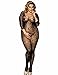 LOVELYBOBO Womens Fishnet Long Sleeve Bodystockings 2-Pack Striped Lingerie Bodysuits Tights Plus Size (Black+Red)