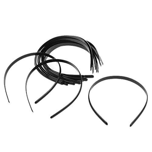 Accessories Attic 12 Pack Unisex Black Hair Head Band Alice Band Plain Thin Headband DIY Grips UK