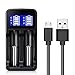 Deruicent Flat TOP Rechargeable Batteries 2600mAh (2 Pack) and Battery Charger for 14500 18490 18350 17670 17500 16340,Ni-MH/Ni-Cd: A,AA,AAA,AAAA