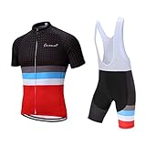 Men's Cycling Jersey Set Road Bike Jersye Short Sleeves Cycling Kits + Bib Shorts with 3D Padded