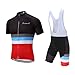 Coconut Ropamo CR Men's Cycling Jersey Set Road Bike Jersey Zipper Pocket Short Sleeves Cycling Kits Bib Shorts 3D Padded (Black/Red, XL)