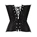 frawirshau Women's Peacock Style Lace Up Boned Corset Burlesque Lingerie Black XL