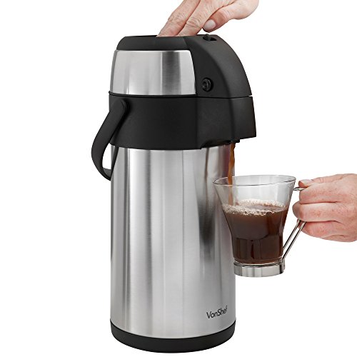 Thermos Pot Beverage Dispenser Pump Carafe Stainless Steel Hot Tea Cold