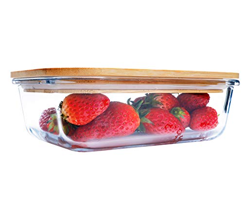 BlueHills Premium Glass Meal Prep Lunch Containers with bamboo Lids Plastic Free Glass Food Containers BPA-Free Microwave Oven Freezer Dishwasher Safe 5 pack set 10 pieces (G004 bamboo lid) - Thumbnail 6