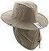 JFH GROUP Wide Brim Unisex Safari Outback Summer Hat with Neck Flap (Brown FB, Medium)