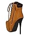 Breckelles AH55 Women Nubuck Almond Toe Platform Stiletto Heel Ankle Bootie - Camel