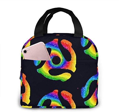 Lunch Bag, Insulated Lunch Tote Box, Ecord Adapter Tie Dye Portable Insulated Lunch Bag Tote 8.5 X 8 X 5 Inch Meal Prep Box with Zipper for Office School Women Men Picnic Food Kids Girls Boys