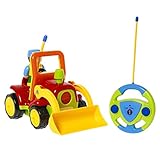 SGILE R/C Remote Radio Control Race Toy, Tractor Truck Bulldozer Car Toy for Toddlers Kids, Yellow