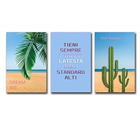 3 Panel Canvas Wall Art Tropical Cactus Canvas Prints Painting Wall Decor for Living Room Wooden Framed Home Decorations - 16"x24" x 3 Panels