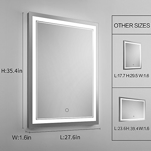 Keonjinn 36 x 28 Inch Antifog Horizontal/Vertiacl Dimmable LED