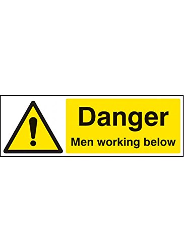 Caledonia Signs 14203P Danger Men Working Below Sign, 600 mm x 400 mm, Rigid Plastic