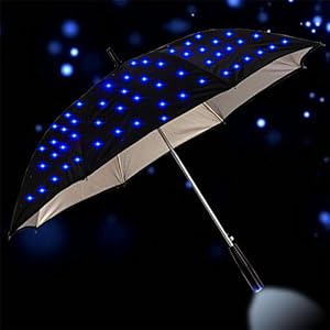 TWSJHGFV 23 Zoll Outdoor Cool langstielige LED blinkt Regen Regenschirm Nachtschutz Mode Geschenk großen Griff geraden…